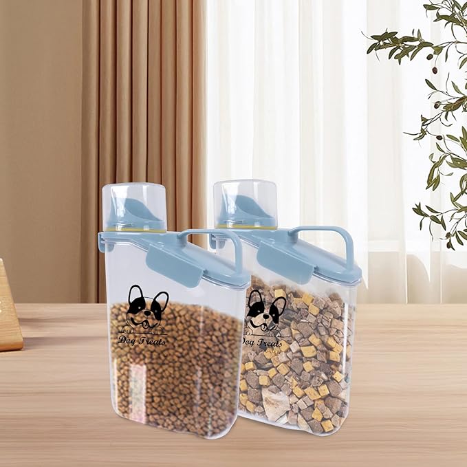Dog Food Storage Container Airtight Portable Dog Food Container with Handled Lid and Pour Spout,Food Storage for Dog Dry Food Small Pet Food Container with Measuring Cup for Home, Travel,2.8L Blue-NeatNest