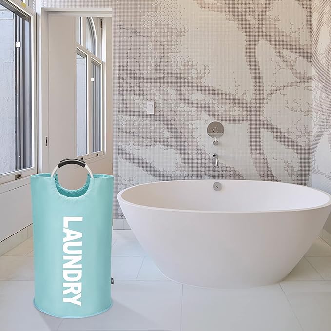 DOKEHOM 125L X-Large Collapsible Washing Laundry Basket Bag (7 Colors) for Bedroom, Fabric (Light Blue, XL)-NeatNest