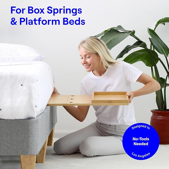 BedShelfie Bedside Shelf for Bunk Bed & Top Bunk, College Dorm Room & Loft Nightstand, Floating Bed Side Table Tray Storage - Natural Wood Slide-NeatNest