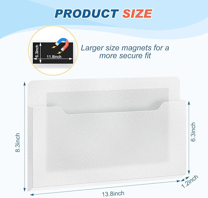 Fuutreo 6 Pcs Magnetic Wall File Organizer Magnetic Wall File Holder Refrigerator Magazine Holder for Mail Letters Paper(Clear,8.3 x 13.8 Inch,Horizontal)