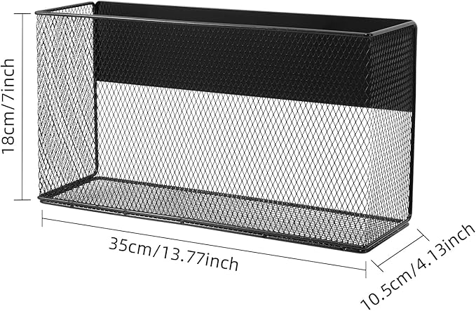 Black Magnetic Basket for Refrigerator, Black Magnetic Basket Organizer Magnetic Spice Rack, Magnetic Locker Organizer Holder for Kitchen Storage, Magazine, Whiteboard-NeatNest