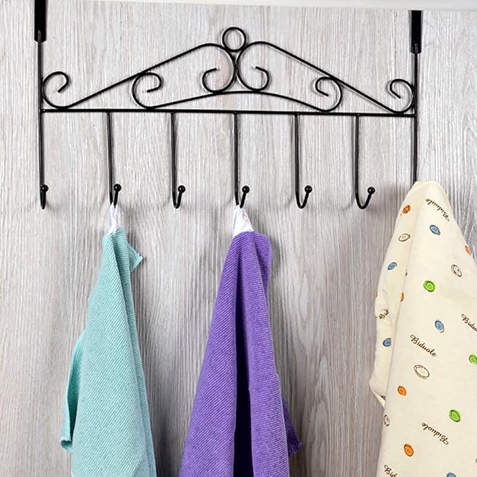eywlwaar Over The Door Hooks Door Hanger Heavy Decorative Metal Rack for Home Use Hats Coats Key Bag Clothes Scarfs Door Hook