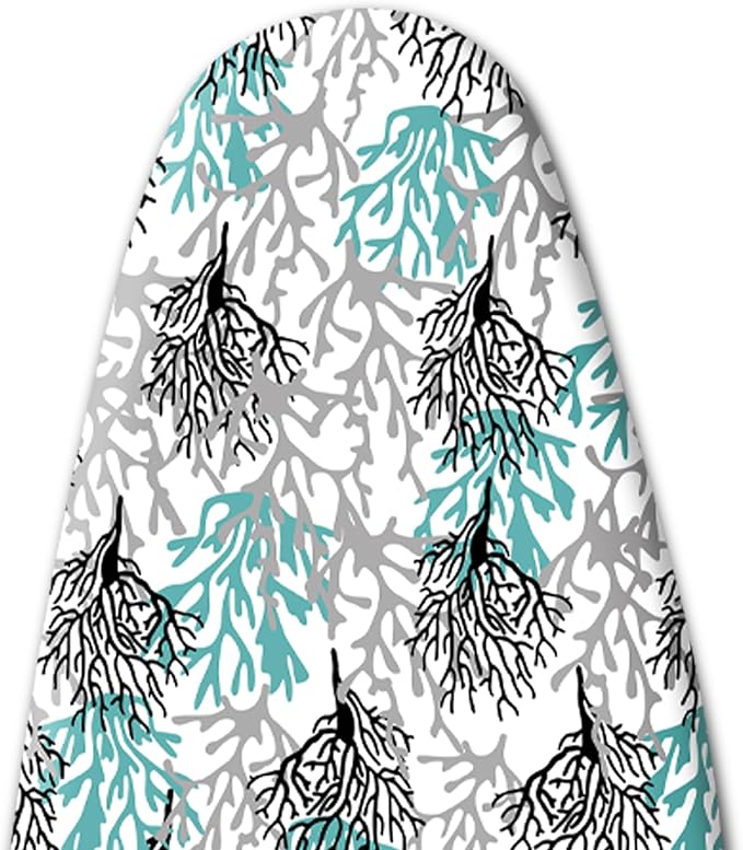 Extra Thick Ironing Board Cover and Pad, Coastal Summer Beach Coral 15x54 Ironing Board Cover, Resist Scorching and Staining,Elastic Edges,Seaside Nautical Blue Grey