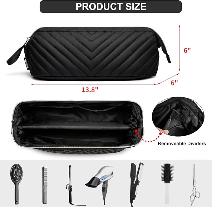 Hair Tools Travel Bag for Shark Flexstyle Dyson, Quilted Case Organizer Bag, Gift for Women Hair Accessories Storage Bag, Travel Hairdryer Portable Bag for Women, Black-NeatNest