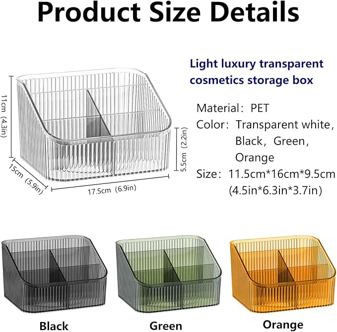 DASITON Large Capacity Makeup Brush Holder,5 Slot Makeup Brush Cup,Vintage striped Make Up Brush Holder,for Vanity Decor,Bathroom Countertops,Desk Storage Container,Cosmetic Display cases(Black-L)-NeatNest