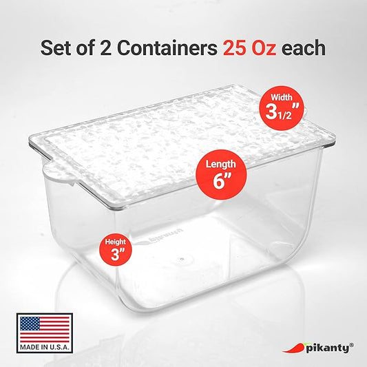 Condiment Storage Containers | Set of 2 Small Organizers with Lids for Refrigerator | Dishwasher Safe | Made in USA-NeatNest