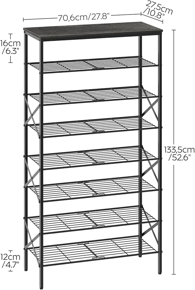 8 Tier Shoe Rack, Large Capacity Shoe Storage Organizer Holds 32 Pairs, Durable and Stable, for Entryway, Hallway, Closet, Dorm Room, Charcoal and Black SS08BC-NeatNest