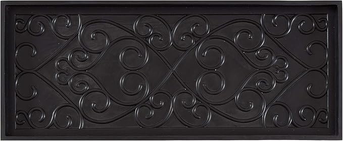 Anji Mountain Black Boot/Shoe Tray with Coir, Fits 3 Pair (34.5"" Wide), Diamond and Rubber Insert (AMB0BT3F-016)