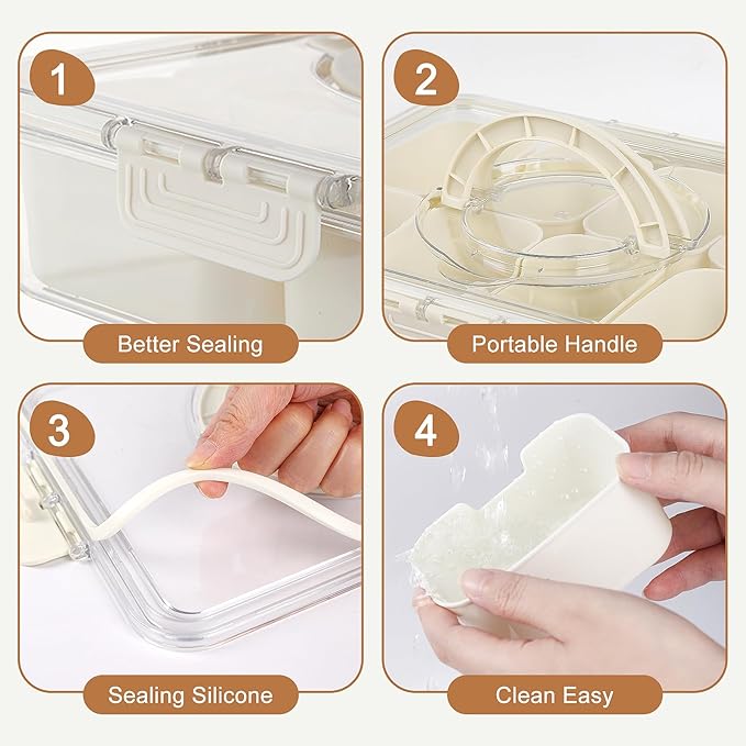 Divided Serving Tray with Lid and Handle, Snackle Box Charcuterie Container for Portable Snack Platters - Clear Organizer for Snacks,Candy, Fruits, Nuts for Party, Entertaining, Travel-NeatNest