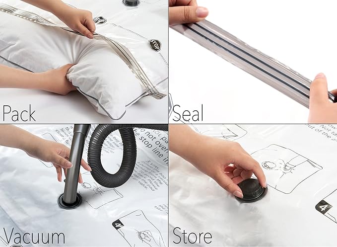 SpaceAid Vacuum Storage Bags, Space Saver Sealer Compression Bags for Comforters, Blankets, Pillows, Bedding, Clothes (Large 3 Pack)-NeatNest