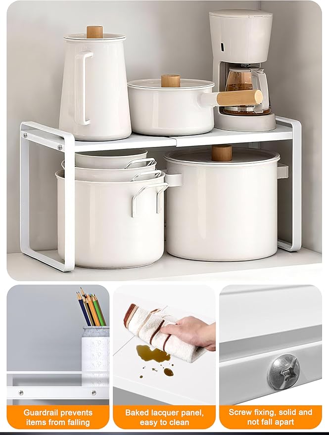 Caliee Adjustable Shelf for Cabinet for Kitchen Organization, Single Shelves for Kitchen Cabinets Applicable to Cabinets, Pantry, Expandable Shelf Organizer-NeatNest