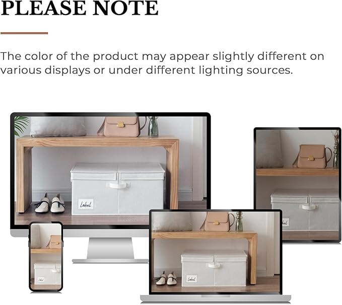 GRANNY SAYS Fabric Storage Bin with Lid, Decorative Storage Box for Shelves, Container Storage Basket Organizer, Closet Bins with Lids for Organizing, Jumbo, Ivory, 1-Pack-NeatNest