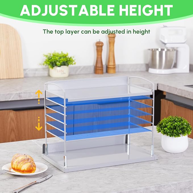 Adjustable Bathroom Countertop Organizer,2 Tier Vanity Shelf Organizer and Storage for Cosmetic Skincare Perfume, Metal Kitchen Countertop Shelf for Coffee Station,Condiment,Cupcakes,Plants,Mugs-NeatNest