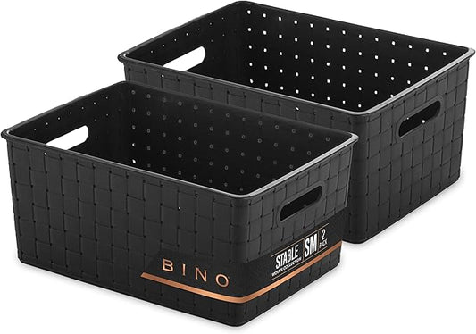 BINO | Plastic Storage Baskets Small - Black | THE STABLE COLLECTION | Multi-Use Storage | Rectangular Cabinet Organizer | Baskets For Organizing with Handles | Home Office Organization and Storage-NeatNest