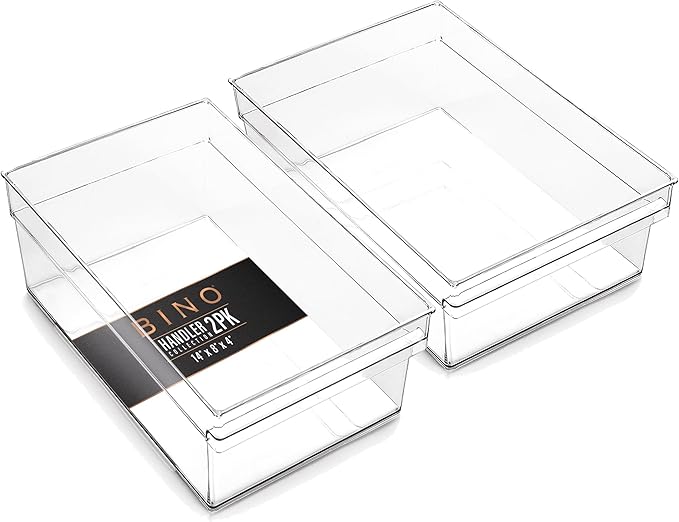 BINO | Plastic Storage Bins, Large | THE HANDLER COLLECTION | Multipurpose Organizer Bins | Kitchen Pantry Organizers and Storage | Clear Containers for Organizing Home | Freezer Organizer-NeatNest