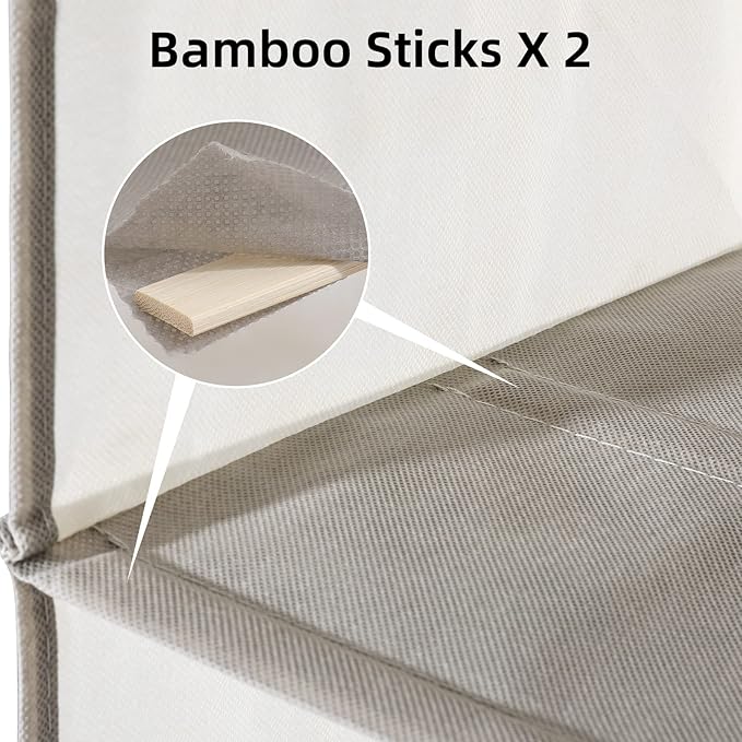 2 Packs Hanging Closet Organizer, 4-Shelf Closet Organizers and Storage with Side Pockets, Collapsible Hanging Shelves for Closet & RV & College Dorm,Beige-NeatNest