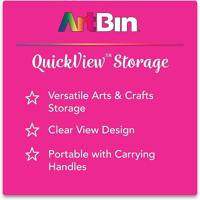 ArtBin 6961AB Quick View Deep Base Carrying Case with Removable Dividers, Portable Art & Craft Storage Box, 15", Clear