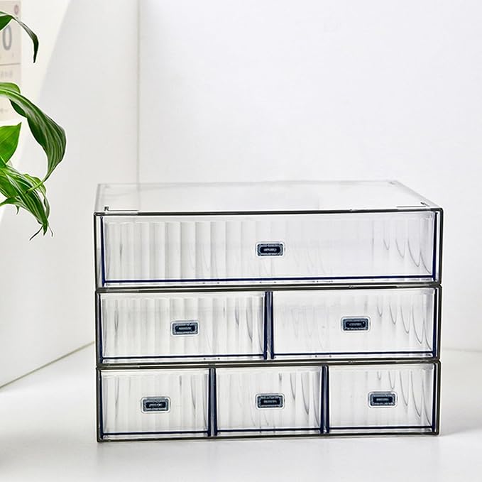 Desk Drawer Organizer, Stackable Office Supplies Desk Organizer, Plastic Plastic Storage Drawer, Desk Grocery Organizer For Stationery/Office Supplies (Clear, 3 Compartment)-NeatNest