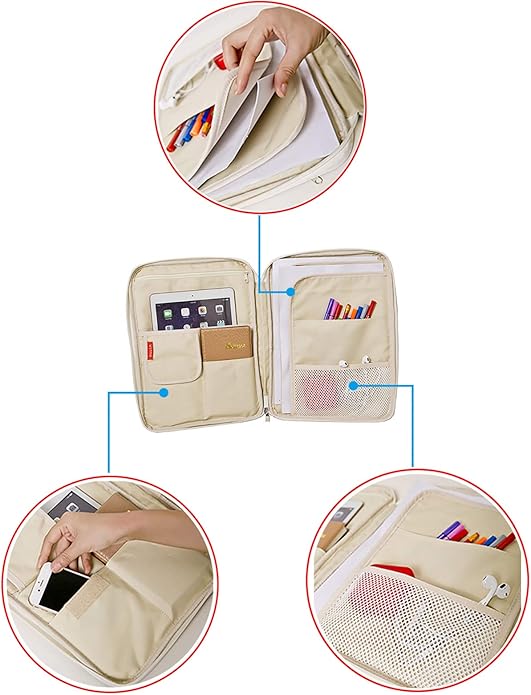 Document A4 Bag Case Waterproof Organizer Portfolio Office Travel Zipper Multi-Function Pouch
