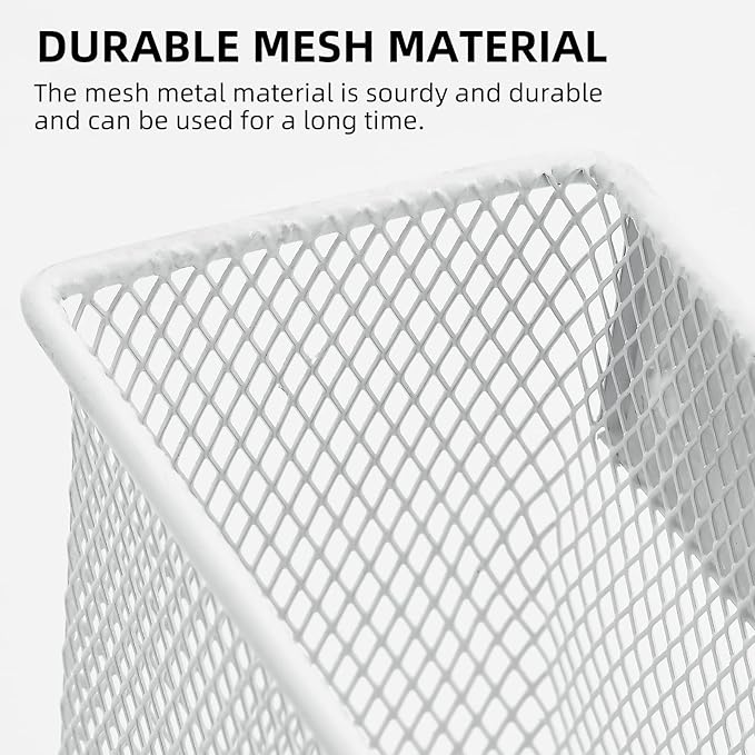 dedoot Magnetic Pencil Holder for refrigerator Storage Magnetic Basket Mesh White Strong Magnetic Pen Holder for Refrigerator,Whiteboard, Locker, Home and Office Organizer, 6.3x2.3x3.6inch-NeatNest