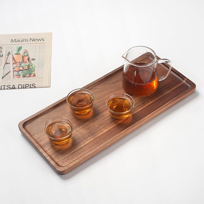 Bathroom Vanity Tray, Bathroom Tray for Counter, Toilet Tank Tray, Wood Bathroom Tray for Organizing and Home Decor (13.8 x 6 x 0.8 inch)-NeatNest
