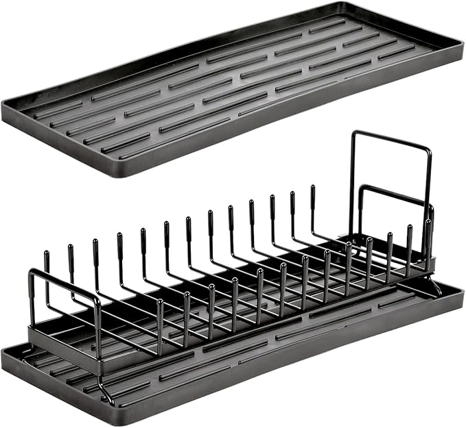 Cup Drying Rack Glass Water Bottle Dish Drying Dryer Rack Long Kitchen Sink Counter Drainer Over Tray Plate Forks Cups Spoons Organizer-NeatNest
