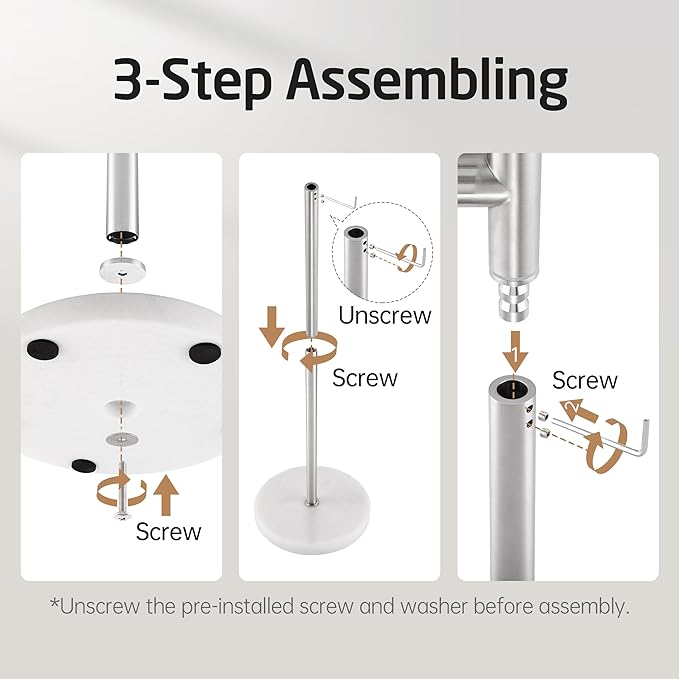 KES Standing Towel Racks for Bathroom Floor, Freestanding Swivel Standing 2 Arms Bath Towel Racks with Weighted Marble Base, SUS304 Stainless Steel Brushed Finish, BTH219S2-2