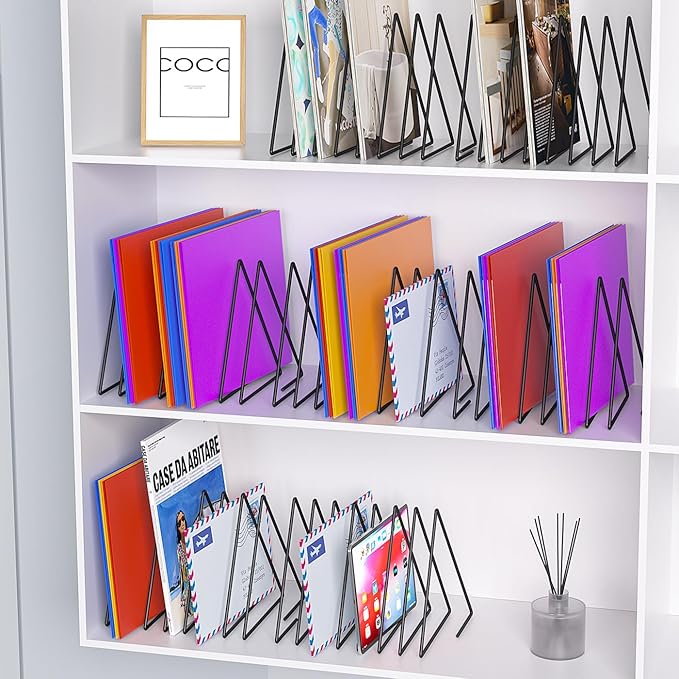 2 Sets Triangle File Folder Rack,7 Sections File Holder,File Storage Sorter/Stand,Desktop File Organizer,Wire Organizer Rack,Magazine/Paper Folder Holder,Letter/Legal, Anti-Scratch/Rusty