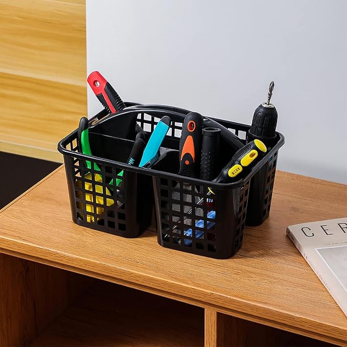 Portable Shower Caddy Basket,Convenient Cleaning Supplies Organizer with Compartments and Handle,Ideal for Bathroom, Bedroom, Kitchen, College Dorm,Garden,etc.black-2 Pcs