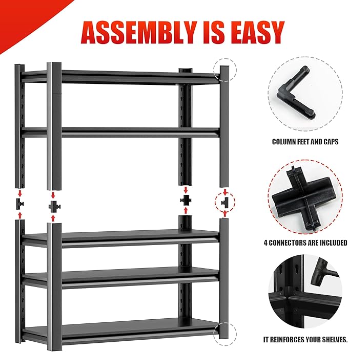 Heavy Duty Storage Shelves 5-Tier Adjustable Garage Shelving Unit, Strong Metal Storage Rack Shelving for Garage, Warehouse, Pantry Organization 16" D x36 W x72 H-NeatNest