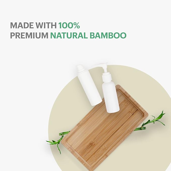 Bamboo Vanity Tray, 12 inch, Brown, Wooden, Slip Resistant, Perfume, Makeup, Jewelry Organizer, Decorative Toilet Tank Tray-NeatNest