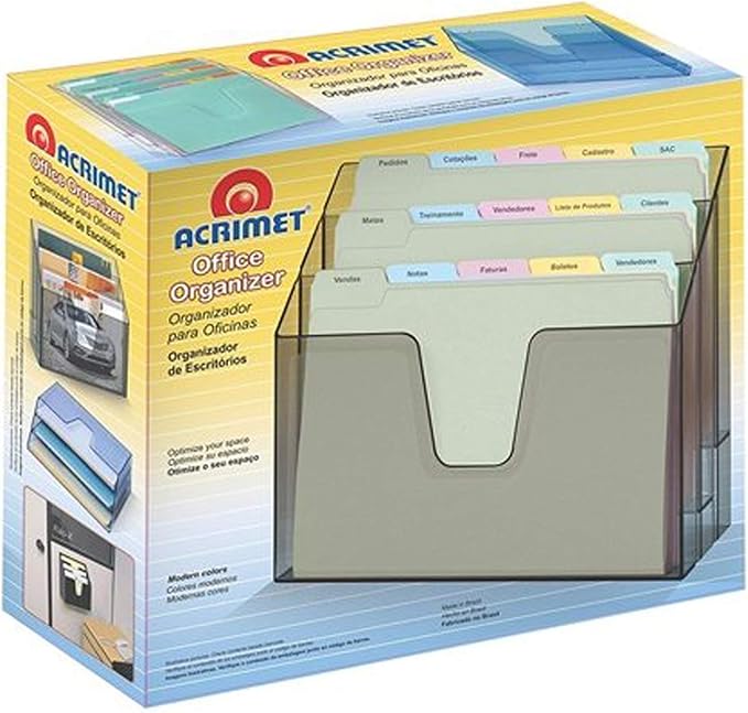 Acrimet Horizontal Triple File Folder Holder Organizer (Black Color)