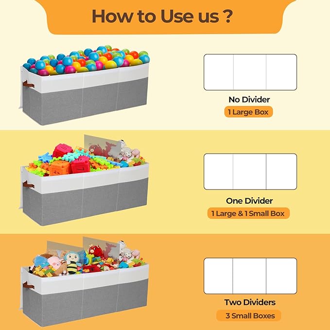 Extra Large Toy Box,150L Foldable Sturdy Toy Storage with Lid, 40"x14"x16" Kids Storage Organizer, Toy Chest for Boys&Girls,for Living Room,Nursery,Bedroom,Playroom,Large Capacity Toybox(Grey)