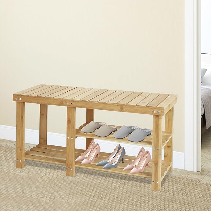 Shoe Rack Bench, 3 Tier Sturdy Shoe Bench, Storage Shoe Organizer, Holds up to 350lbs for Entryway Organizer Bedroom Living Bathroom Room Balcony.