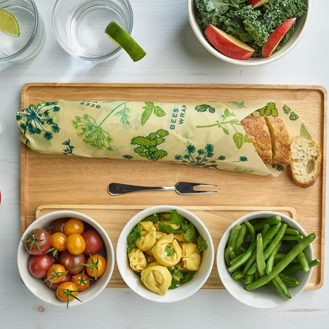 Bee's Wrap Vegan Beeswax Wraps for Food - Assorted 7 Pack (2S, 2M, 2L, & 1 Bread) Made in USA Reusable & Organic Food Wraps & Bowl Covers - Eco-Friendly Alternative to Aluminum Foil & Plastic Wrap-NeatNest