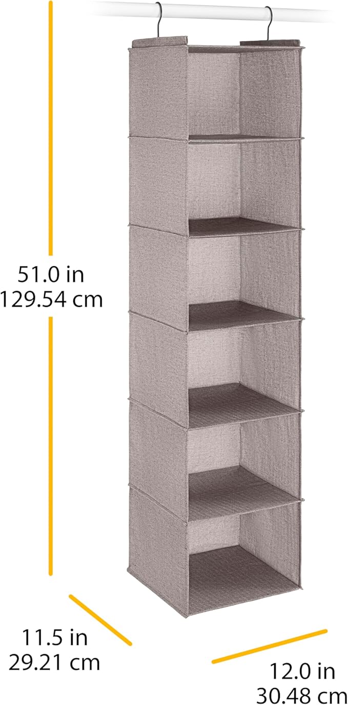 Whitmor Hanging Accessory Shelves - 6 Section Closet Organizer - Light Grey-NeatNest
