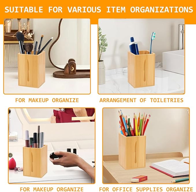 3Pcs Silverware Caddy for Patry, Utensil Holder for Countertop, Silverware Holder Flatware Organizers with tray, Portable Organizer with Wood Tray, Spoon and Fork Holder (Bamboo wood)-NeatNest