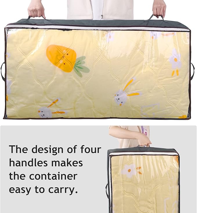 90L Under Bed Storage Containers, 6 Pack Underbed Closet Storage Organizer System, Moving Bags with Clear Window and Reinforced Handles for Bedding Pillows Blanket Clothes Wardrobe Bedroom-NeatNest