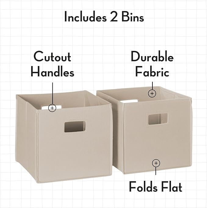 RiverRidge Folding Storage Bins with Handles Taupe Cube Storage Organizer for Closet, Bedroom & Playroom - Closet Organizers and Storage Set of 2-NeatNest