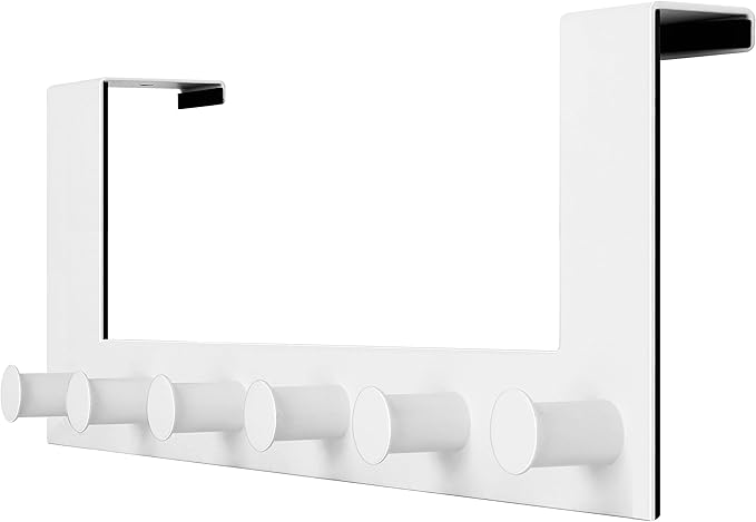 WEBI Over The Door Hooks,Door Hanger,Over The Door Towel Rack,6 Peg Hooks for Hanging,Door Coat Hanger Over The Door Coat Rack for Towels,Clothes,Behind Back of Bathroom,White