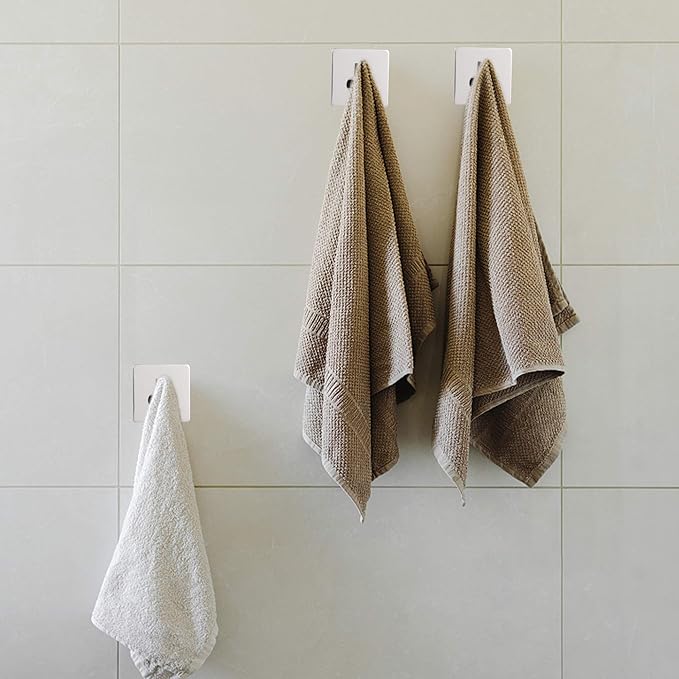 Bylion 4 Pack Silver Adhesive Wall Hooks, Adhesive Chrome Hooks Bathroom Towel Hooks Chrome SUS 304 Stainless Steel Wall Hooks, Heavy Duty Waterproof Hooks, Robe Hooks for Bathroom Kitchen Bedroom-NeatNest