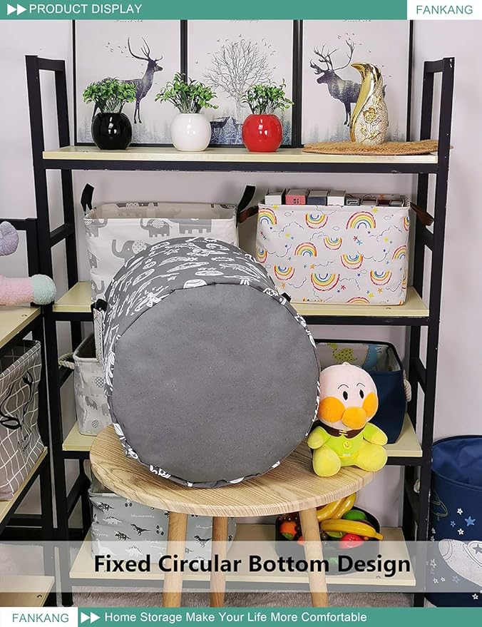 FANKANG Storage Basket, Nursery Hamper Canvas Laundry Basket Foldable with Waterproof PE Coating Large Storage Baskets for Kids Boys and Girls, Office, Bedroom, Clothes,Toys(Space Planet)
