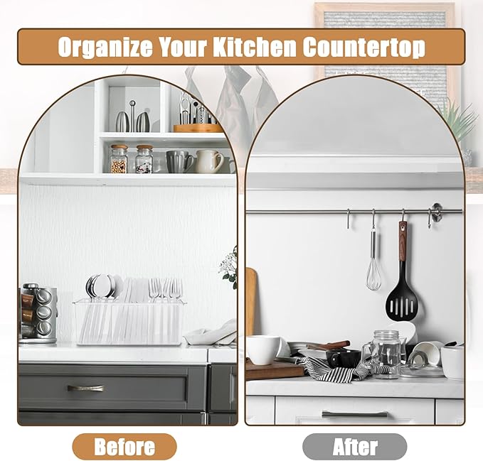 Bawuie Silverware Caddy Organizer, Utensil Caddy Holder for Forks, Knives, Spoons, Cutlery, Flatware Storage Bin with Handle for Kitchen Pantry Table Countertop Outdoor Picnic, Clear-NeatNest