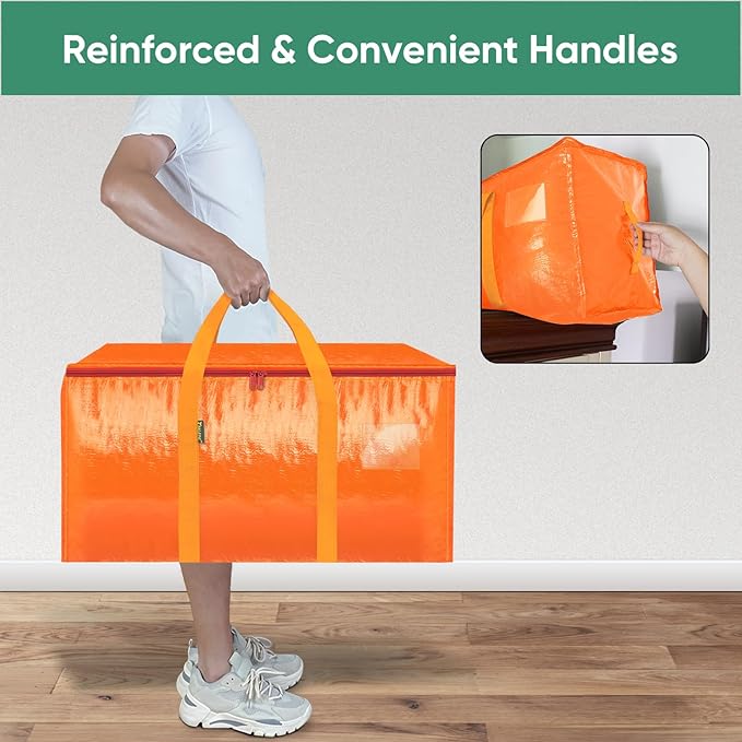 BALEINE 6-Pack Oversized Moving Bags with Reinforced Handles, Heavy-Duty Storage Tote for Clothes, Moving Supplies (Orange, 6-Pack)-NeatNest