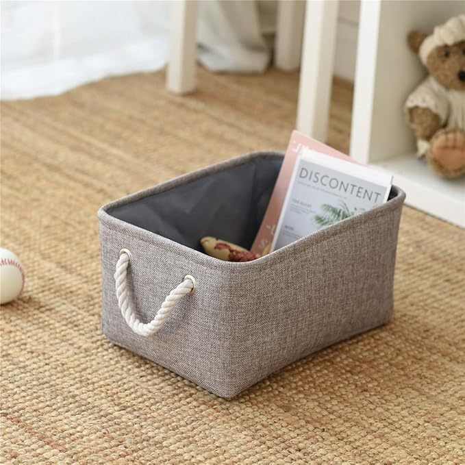 TheWarmHome Storage Bins Basket - Storage Baskets for Organizing Shelves,Home Closet Organizer for Book Shelf Organization,Fabric Storage Cubes,Medium Decorative Grey Basket Gift-NeatNest