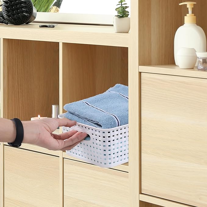 6-Pack Plastic Storage Basket, Desktop Organizing Bin, White