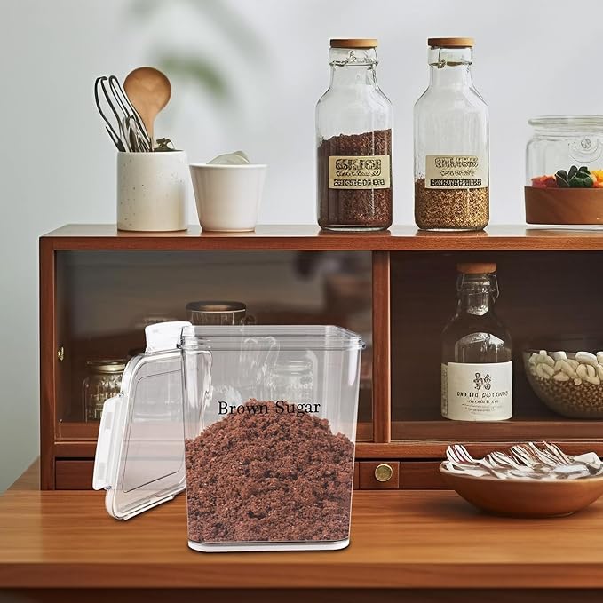 Brown Sugar Keeper,Airtight Food Storage Containers,BPA-Free Brown Sugar Container, Food Saver Container,Plastic Storage Containers with Lids & Spoon for Baking,Salt,Flour,Coffee Beans Jar