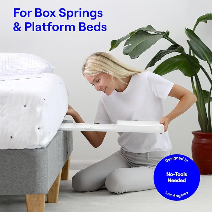 BedShelfie Bedside Shelf for Dorm Room Bunk Bed & Top Bunk, College Dorm Room Essentials, Bedside Caddy, Clip on Floating Desk Tray, Bed Side Table Storage, Loft Nightstand Decor- White Wood Slide-NeatNest