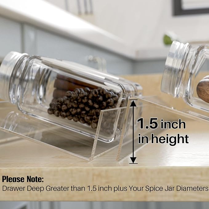 Antimbee Spice Drawer Organizer, 4 Tier- 8 Pack Kitchen Spice Rack Tray for Drawer, Expandable From 13" to 26" Acrylic Seasoning Organizer Rack Holds up 56 Spice Jars (Jars not Include)-NeatNest