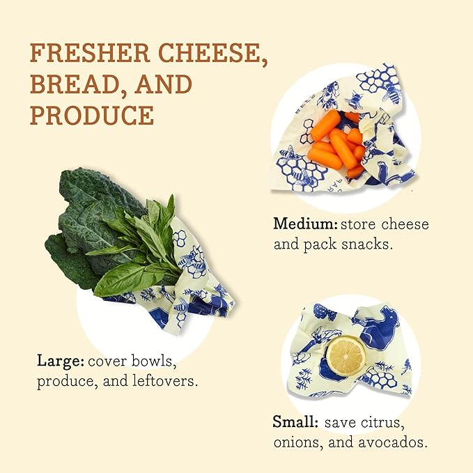 Bee's Wrap Beeswax Wraps for Food - Bees + Bears 3 Pack (S, M, L) Made in USA Reusable & Organic Food Wraps, Sandwich Wrap & Bowl Covers - Eco-Friendly Alternative to Aluminum Foil & Plastic Wrap-NeatNest